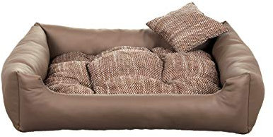 gutekissen® Hundebett aus Ökoleder Hundebett Hundesofa Hundeliege Hundekissen Kunstleder Hundeschlafplatz - Langlebige Materialien und hohe Qualität EKO (M - 80x65, Beige)