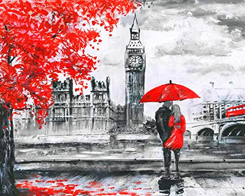 WOWDECOR Peinture Numéro Adulte Enfant, Royaume-Uni Londres Big Ben Couple DIY Peinture par numero, Paint by Numbers