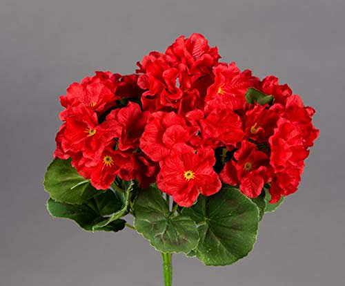 Seidenblumen Roß Geranie 26cm rot -ohne Topf- ZF Kunstpflanzen Kunstblumen künstliche Blumen Pflanzen Pelargonium