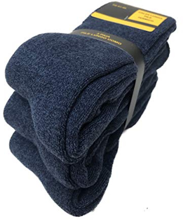 DREAM SOCKS calze calzini lunghi in pile termici invernali da sci antifreddo,calzini pesanti ad elevato isolamento termico,vari assortimenti (41-46, 3 paia blu)