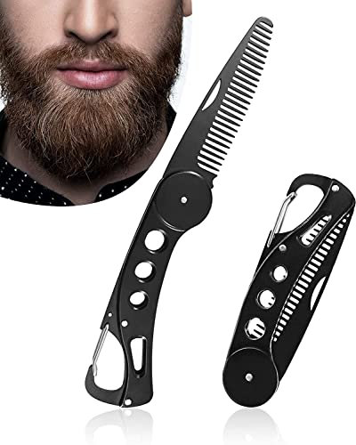Beard Comb Stainless Steel Beard Combs Folding Beard Comb Mustache Pocket Comb Hair Styling Comb for Men for Hair Beards Mustache