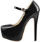 MissHeel Women's Black High Heels for Women Patent Leather Fancy Sandals Stiletto Mary Jane Size 5