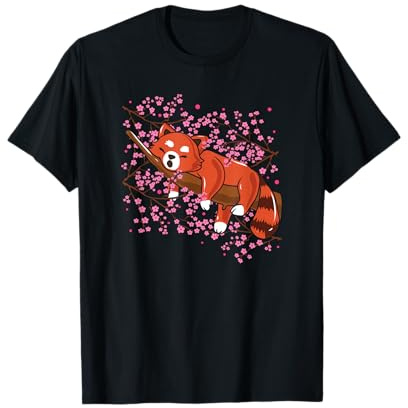 Mignon Panda Rouge Fleur De Cerisier Japon Nature T-Shirt