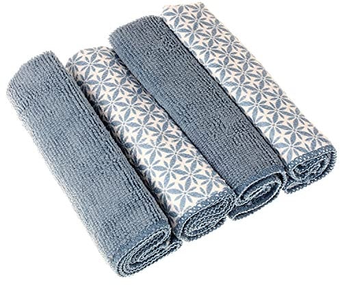 MACOSA KL13185_neu_blau 4er Set Design Spültücher/Poliertücher Mikrofaser Blau Putztuch Reinigungstuch Spül-Tuch saugstark & waschbar Küchen-Tuch (Blau … …