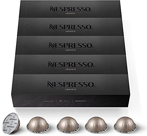 Nespresso Vertuo – Bundle 50 Capsules de café Arondio – Intensité 6 – Pour Gran Lungo 150 ml – (5 étuis de 10)