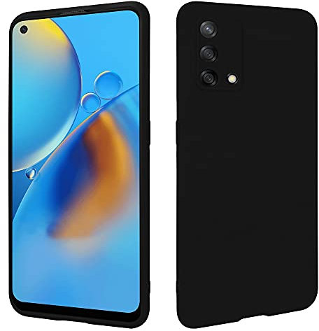 HSP Schwarze Hülle kompatibel mit Oppo A74 4G | Premium TPU Silikon Case | Kratzfest Stoßfest | Matte Oberfläche | Passgenaue, weiche, Ultra dünne Schutzhülle