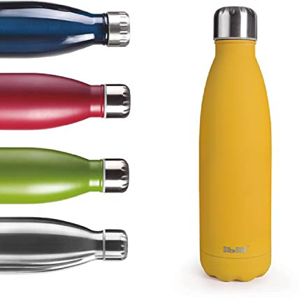 IBILI Botella termo doble pared mango 500 ml, Acero Inoxidable 18/10, Doble pared, Reutilizable