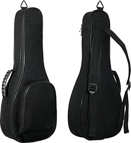 Deviser Ukulele-Tasche, Rucksack, 12 mm, dicke Polsterung, ABS-Griffe, Ukulele, 66/68,6 cm, Tenor-Ukulele, Gigbag mit 3 Filz-Plektren, Schwarz