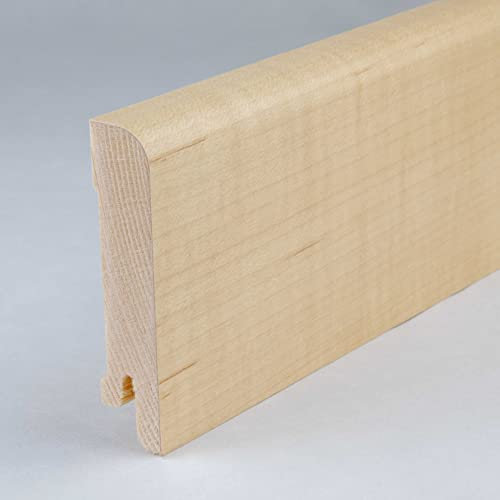 PROVISTON | Sockelleisten | Abgerundetes Profil | 15 x 70 x 2500 mm | Echtholzfurnier | Ahorn | Moderne Fußleiste | 1 Stück