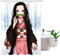 Roffatide Anime Damon Slayer Duschvorhang Kamado Nezuko wasserdichte Duschvorhange mit 12 Haken für Mädchen Badezimmer Dekor 70.8 x 70.8 Zoll
