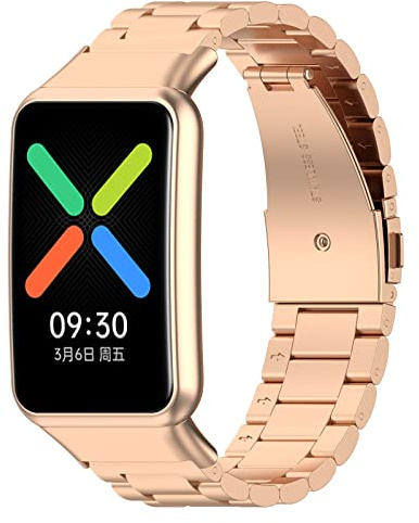 BoLuo Uhrenarmband Kompatibel mit Oppo Watch Free WatchBand, Rostfreier Stahl Ersatzband Watch Weiches Armband Strap Uhrenarmbänder Armbänder Bracelet für Oppo Watch Free Accessories (Rose)