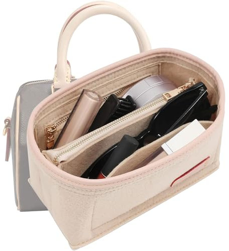 KESOIL LV Speedy 20 LV Alma BB Filz-Organizer-Einsatz, Geldbörsen-Organizer-Einsatz für Handtaschen mit Reißverschlusstasche und Tasche in Tasche (Beige, klein)