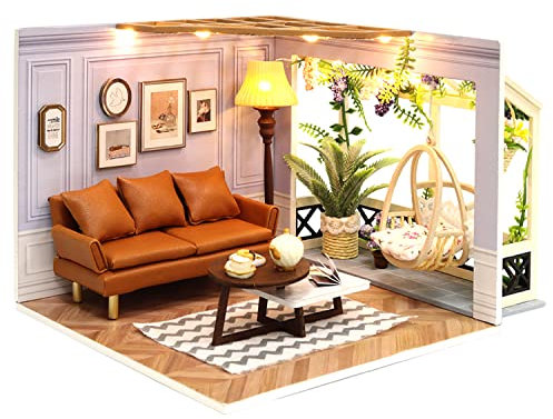 Cuteroom DIY Holzpuppen Haus Handwerk Miniatur Kit-Boy Schlafzimmer Modell & alle Möbel (Warm Moment)