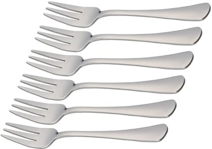 Juego de 6 Tenedores Pequeños para Aperitivo y Fruta - Acero Inoxidable, 3 Peltres, 13,3 cm