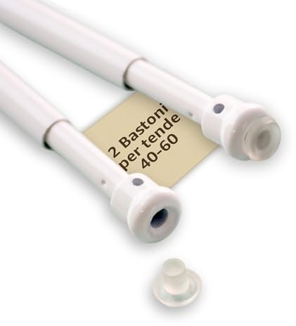 Bastone Tende a Pressione - Bastoni Per Tende a Vetro - Bastoni per Tendaggi Interni - Bacchette Estensibili Misura 40-60cm - 2 Pezzi