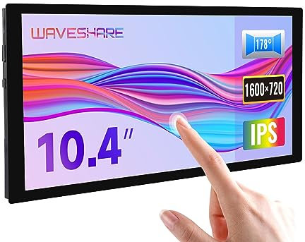 Waveshare 10.4inch QLED Quantum Dot Touch Display, Compatible with Raspberry Pi,Capacitive Touch, High Brightness, 1600×720, Optical Bonding Toughened Glass Panel, HDMI Interface,Adjustable Brightness
