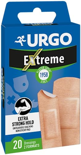 Urgo EXTREME - Einzelne Pflaster zum Schutz oberflächlicher Wunden - extra starker Halt - 2 Formate - 20 Pflaster