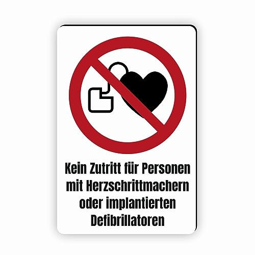 Verbotszeichen/Verbotsschild Kein Zutritt für Personen mit Herzschrittmachern (P007) - zum markieren von Verbotszonen nach DIN EN ISO 7010