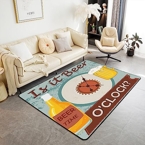 Tapis de Salon de bière Tapis de Salon 100x150cm cadeau pour les amateurs de bière tapis d'intérieur boire de la bière horloge tapis d'intérieur boozing lover tapis Chambre Teal tapis décoratif