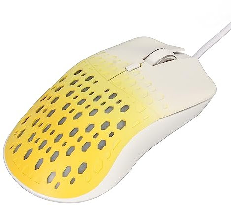 ASHATA Leichte Gaming-Maus mit Kabel, 3600 DPI, 7 Atmungsaktive RGB-Lichter, ABS-Material, Wabenschale, PC-Gamer mit Ergonomischem Design für Komfortable Nutzung (Yellow)