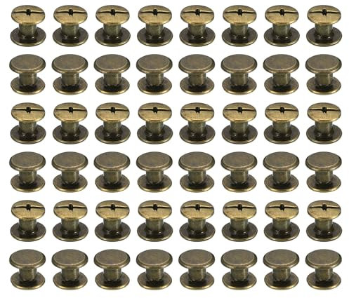 PATIKIL 50 Sets Chicago-Schrauben, M5x4mm Chicago-Schrauben Phillips-Bindeschrauben Bolzen Leder-Nieten Befestigungselemente aus Stahl für Ledergürtel Scrapbook Fotoalben, Braun
