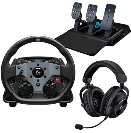 Logitech G PRO Racing Wheel and Pedals - Direct Drive, Load Cell Brake, 2 LIGHTSPEED Wireless Headset - For PC, Black