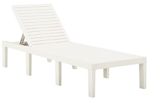 Gecheer Sonnenliege Sonnenliegen Gartenliege Liegestuhl Gartenstuhl Strandliege Liege Kunststoff Weiß