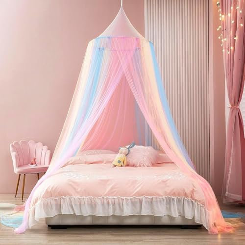BNGXR Zanzariera Letto,Zanzariera per Letto,Cupola Universale Baldacchino,Zanzariera Letto Singolo e Matrimoniale,Facile e Veloce da installare,Adatto per letti principessa,reti da zanzare