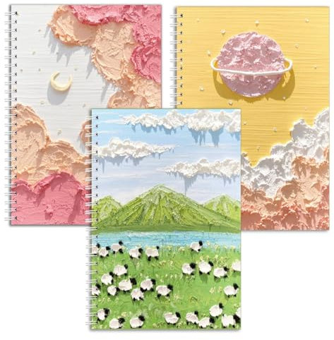3Pcs Spirale Notizblock, BetterJonny A5 Ringbuch Notizblock Liniert Spiralgebundene Notizbücher Spirale Notizbuch Spiralblock Notizblock Bullet Journal Spiral Notizbuch Hardcover für Schulen Büros, B