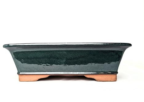 Glazed Ceramic Bonsai Pots without trays (Bottle Green, 38cm)