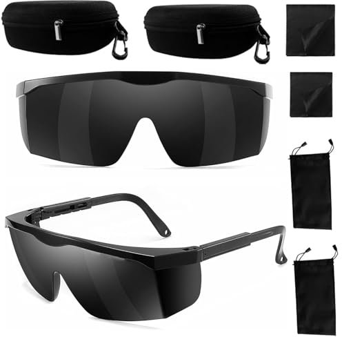JUXINE IPL 190 nm - 2000 nm Laser-Schutzbrille für Roter Strahl Kreuzlinienlaser Laserschutzbrille zum Schutz der Augen des Anwenders bei Laserkosmetologie und Haarentfernung (2 Stück Schwarz)