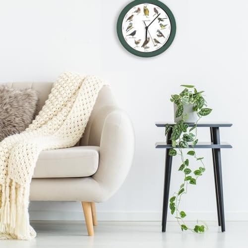 JML Starlyf Birdsong Novelty Wall Clock with 12 Real Bird Songs - Elegant Themed Clocks with Nature Sounds from 6 am-9 pm and Silent Night Mode - Includes Illustrated Guide