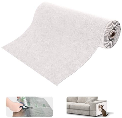 Kratzmatte Katze Selbstklebend, Kratzschutz für Sofa, Möbel, L 2m x B 40cm (Beige)