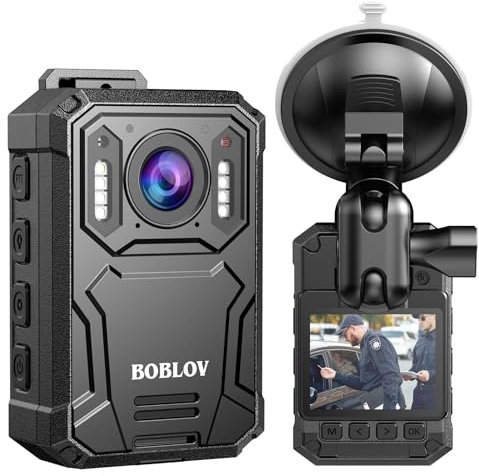 BOBLOV KJ23PRO 2K Wearable Body Camera, Built-in 128GB Bodycam Camera with Sound, Night Vision, 4000mAh Battery for 15 Hours Recording, IP66 Waterproof for Law Enforcement, Security, and Police
