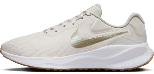 Nike Revolution 7, Zapatos con Cordones Mujer, Phantom/Neutral Olive-LT Bone-White-Gum, 37.5 EU
