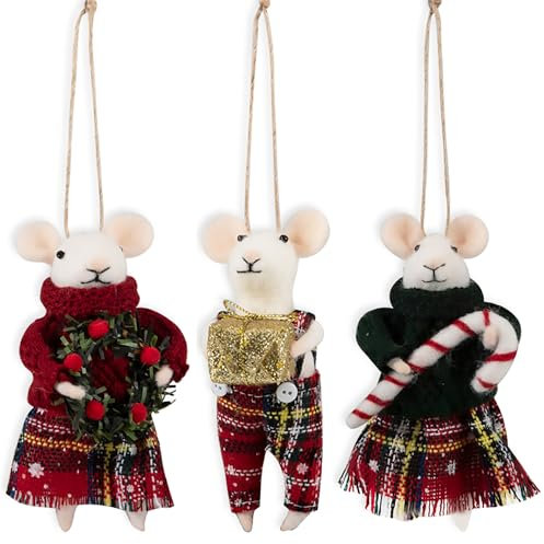 Kit de Feutrage à l'Aiguille Trimits - Souris de Noël Avec Instructions et Feutre de Laine - Sapin, Décoration, Boules - Cadeau Fait Maison