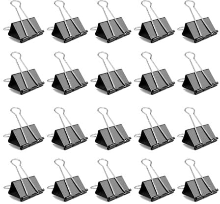 20Pcs Bulldog Clips 25mm Mini Binder Clips, Small Foldback Paper Clips Clamp for School, Home Supplies, Office