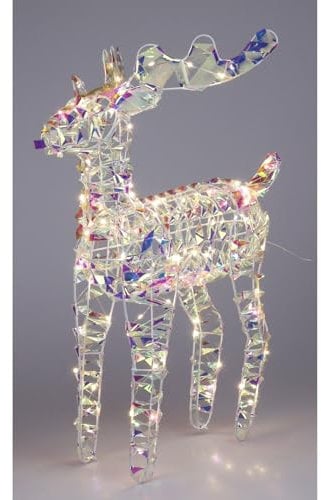 LED Rentier Figur warmweiß 50 LED's Weihnachtsbeleuchtung Weihnachtsdekoration Batterie Dekoration Timer