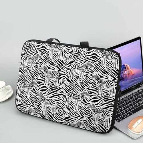 ENEN Laptoptasche 10-17 Zoll Laptop-Taschen, 3D Zebra Laptop Tasche Business Büro Arbeit Computertasche, Schlanke Notebook Tasche für Herren Frauen (13 Zoll,Zebra)