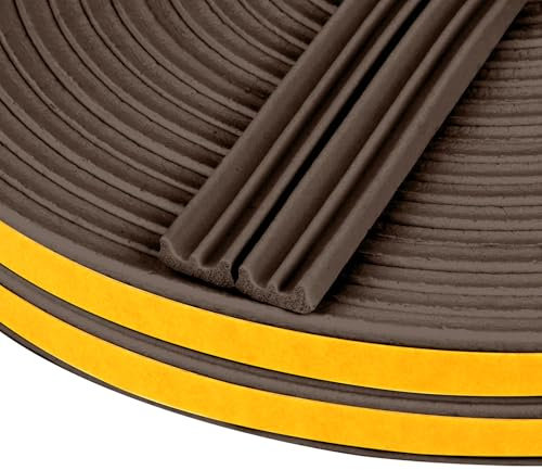Flintronic Cinta Selladora Espuma, 2 Rollos 5M Burletes Puertas Tira de Sellado, 9mmx4mm, Espuma Burlete Adhesivo de Alta Densidad, para Anti Frío, Aislante, Ruido y Colisión (Marrón)