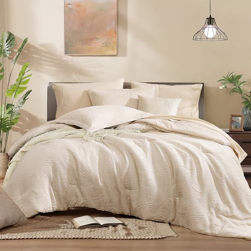 Monbix King Size Bettdecken-Set 7-teilig Birke Marmor Bett in Einer Tasche | Leichtes Ganzjahres-Bettwäsche-Set mit Bettdecke, Laken, Kissenbezügen und Kissenbezügen
