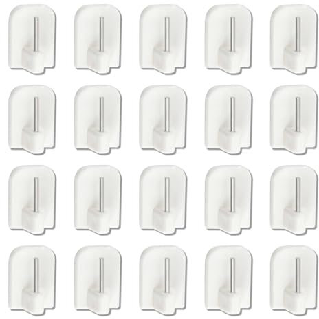 20 Pcs Net Curtain Hooks, Adhesive Curtain Sticky Hooks Rod Holder for Bathroom Shower Outdoor Kitchen Door Home Improvement Hook (White)