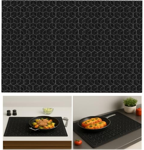 ZMDMAH Silikon Induktionskochfeld Schutzmatte, 52 x 78 cm Hitzebeständige rutschfeste Unterlage Kochfeld-Kratzschutz, Induktion Herdschutz Matte für Induktion Glaskeramik-Kochfeldabdeckung