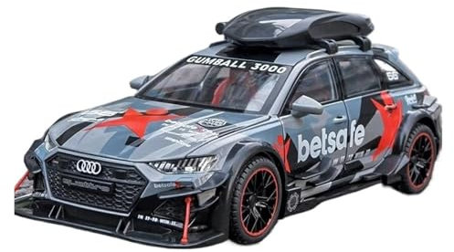 YCNXEB Miniatur Modelle 1 24 Für Audi RS6 Avant Station Wagon Legierung Auto Diecast Metall Track Racing Modell Simulation Sound Und Licht Spielzeug Originalgetreue Nachbildung(Blau)