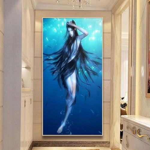 Diamond painting Completo Kit 5D DIY Bordado de Punto de Cruz Arte Manualidades por Número para Pared Decoración del Hogar adultos Diamante Pintura Belleza del mar azul,Diamante redondo 40x80cm