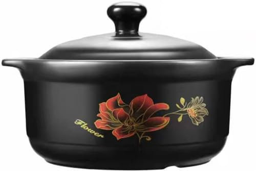 Cazuela de Barro, Olla de cerámica para cocinar al Vapor, guisar a Fuego Lento, 1600 ml