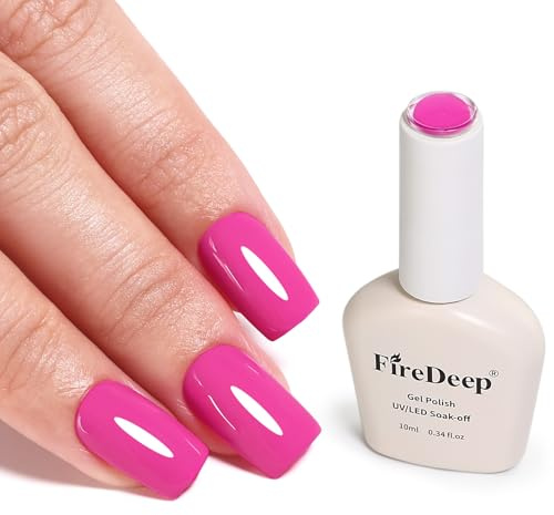 Firedeep 10ml Magenta Gel Polish Hema Free Long Lasting Soak Off Salon Art DIY Gift for Women 1Pcs
