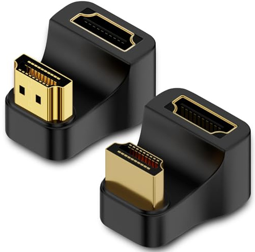 VIVIDRISE 2 Piezas HDMI 2.1 en ángulo Plug, HDMI en Forma de U Adaptador ángulo Forma de U ángulo Plug, Mini Hdmi a Hdmi Socket 180Grados para HDTV Monitor PS5 Xbox Proyector