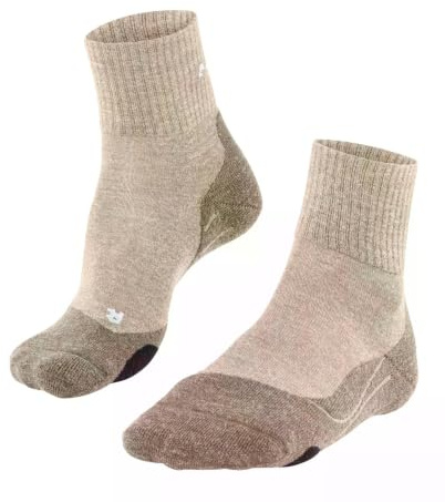 FALKE Herren Wandersocken TK2 Explore Wool Short M Sso Wolle Funktionsmaterial antiblasen dick 1 Paar, Beige Natural 4200, 46-48