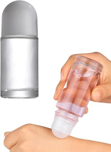 Mioaoa 1Pc White 50ML Glass Empty Roller Bottles with Plastic Roller Ball, Deodorant Roll On Containers Leak Proof Massage Ball Bottles for Essential Oil Perfume Refillable Containers Tools
